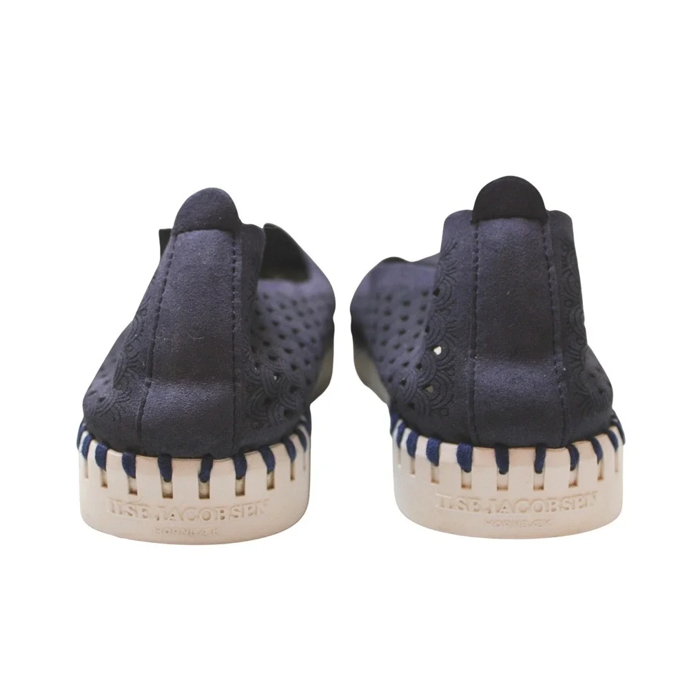 Ilse Jacobsen Tulip 139 Loafers Womens 41 Navy Blue Good Laser Cut Slip On Flats